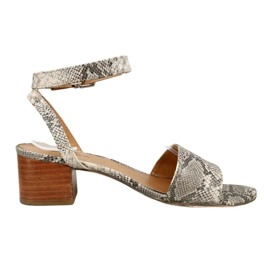 J Crew Sandals Womens 6 M Gray Animal Print Block Heels Ankle Strap Shoes